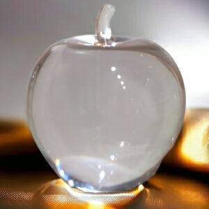 Folke Walving Lead Crystal Glass Apple Paperweight Royal Krona RK Sweden Signed